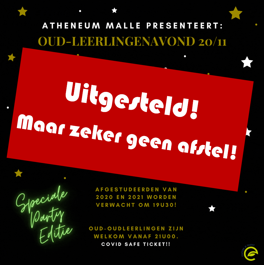 Atheneum Malle Oudleerlingenavond uitgesteld Atheneum Malle Oudleerlingenavond uitgesteld